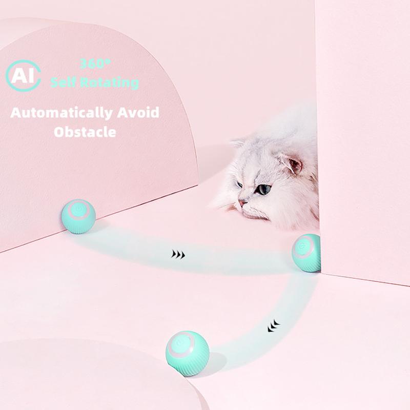 Electric Cat Ball Toys Automatic Rolling Smart Cats Toys Interactive for Dog Training Self-moving Kitten Toys for Indoor Playing