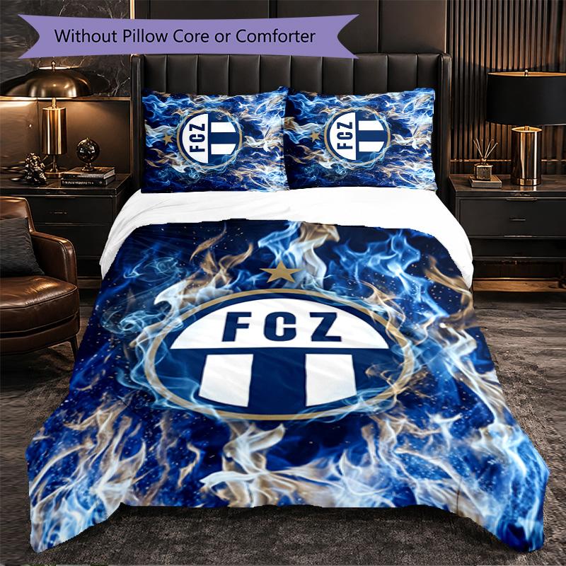 FC Zürich Themed Bedding 3Pcs Duvet Cover Set Decorative Bed Linen For Teen Room Home Decoration
