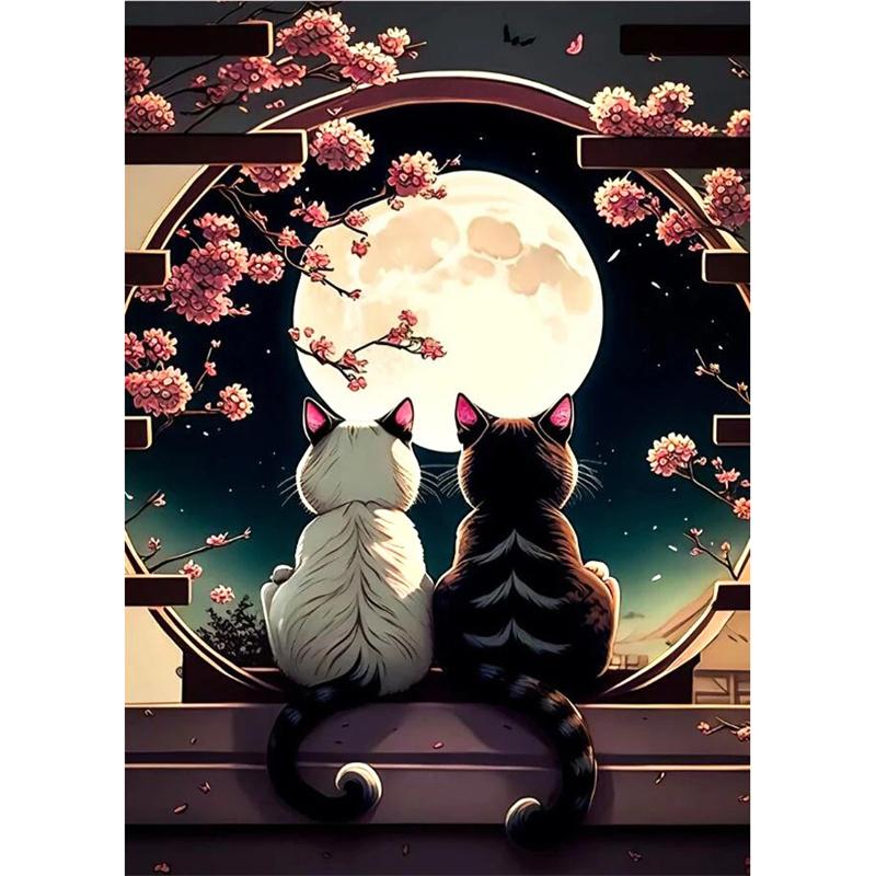 DIY Diamond Painting Pink Cat Stitch Kit Mosaic Art Diamond Painting Full Circle/Square Diamond Home Decoration