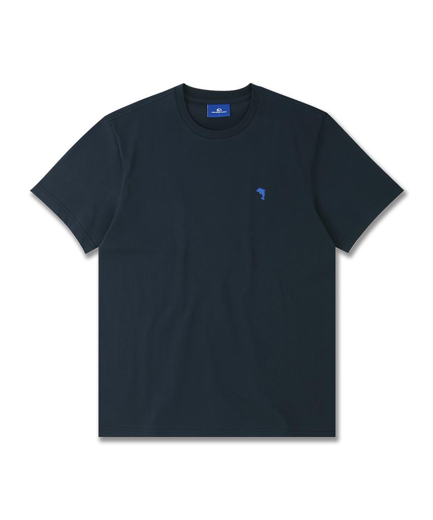 DOLPHIN WAVE APPAREL [3-Pack] Dolphin Mini Chain Embroidery 16-Count Short Sleeve T-Shirt Navy & White & Black