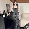 Новое женское сексуальное платье с V-образным вырезом и открытой спиной с бриллиантами