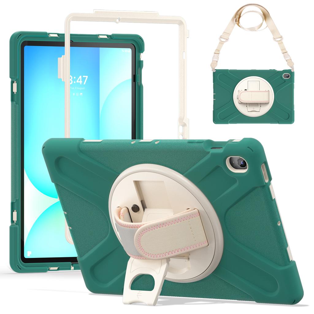 Чехол-подставка для Samsung Galaxy Tab S10 FE+ SM-X620/SM-X626B, ТПУ ПК силиконовая накладка для планшета с плечевым ремнем