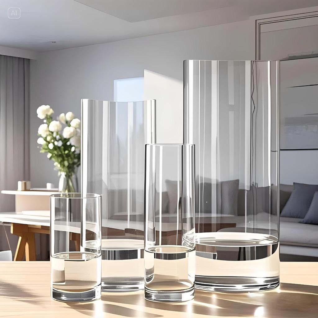 Акриловая прозрачная цилиндрическая ваза, устойчивая к падениям, для цветочных композиций