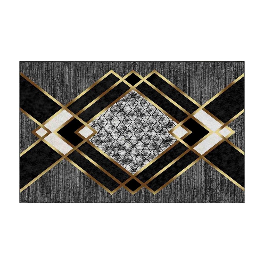 Черный Золотой Линии 3D Цифровая Печать Нескользящий Ковер для Пола