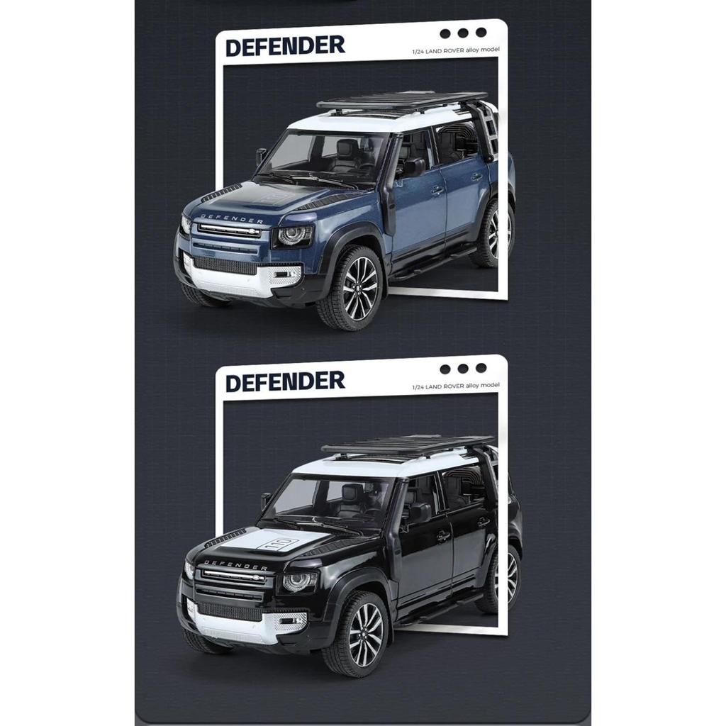 1/24 Внедорожник Range Rover Defender Литая металлическая модель автомобиля Симуляция Металлическая игрушка Внедорожники Модель автомобиля Звук и свет Детский подарок