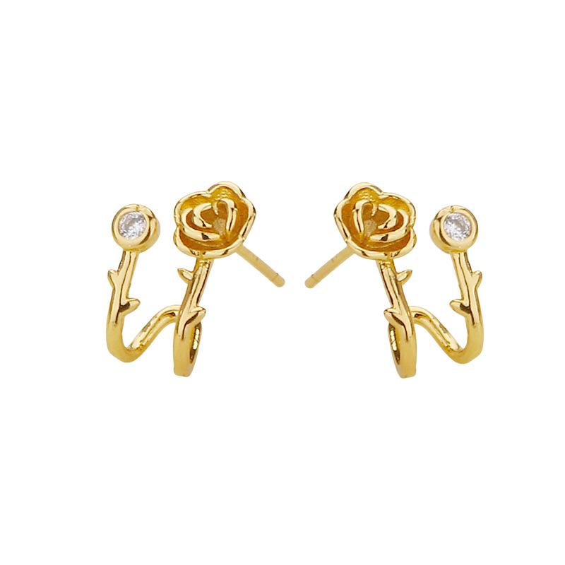 Серьги-гвоздики «Камелия» Элегантный темперамент Небольшие серьги с бриллиантами и цветущей розой Нежные серьги с ароматом Знаменитость из Интернета