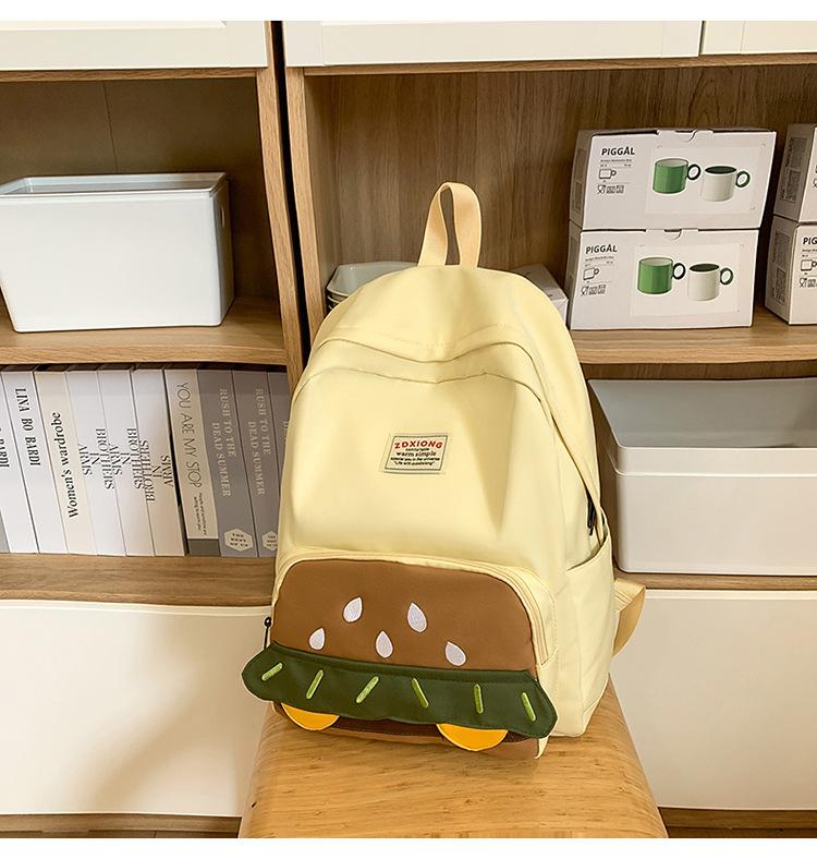 Школьный рюкзак ins Гамбург нишевый милый дизайн школьный рюкзак мультяшный универсальный для студента колледжа легкий дорожный рюкзак повседневный рюкзак