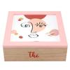 [R6808] - Деревянная коробка для чая 'Arty' розово-белая. (лицо) - 20x20x7см