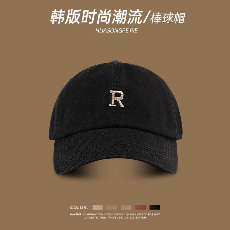 Sports sunscreen baseball cap women's summer personality letters R couple versatile face small breathable cap men