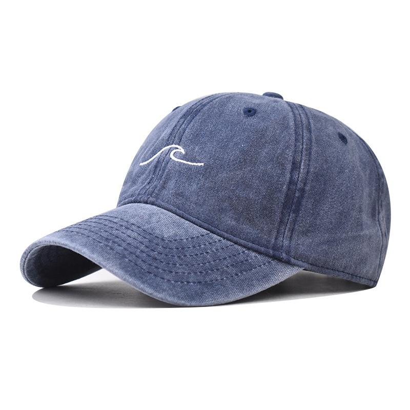 Style Street Urban Hop Hip Vintage Simple Hats For Women Men Snapback Caps Wave Ripple Embroidery Baseball Cap Solid Color Washed Cotton Dad