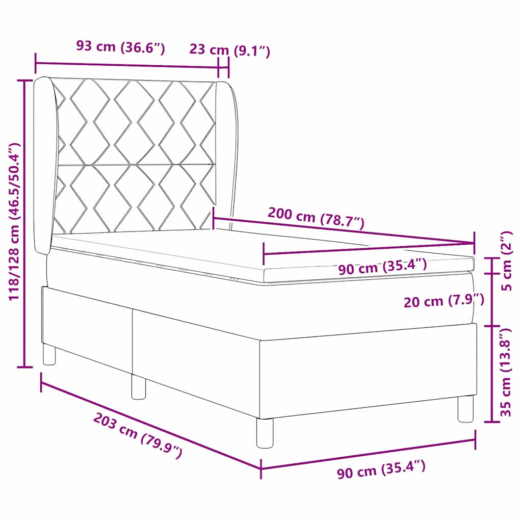 Boxspring Bed with Headboard Blue 90 x 200 cm Fabric