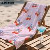 Patriotic Strawberry & Bow Grid Oversized Microfiber Beach Towel Sand Proof Quick Dry Absorbent for Swimming Pool Travel Camping