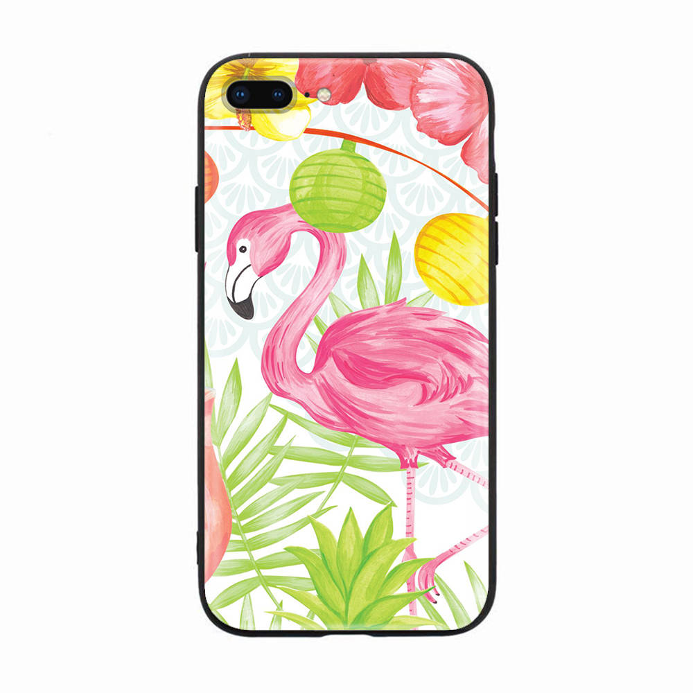 Черный чехол для Xiaomi Redmi 13C Note 9 iPhone XR 7 8 14 15 11 12 13 X XS Pro Max Samsung A25 S23 S24 FE Ultra Plus Flamingo