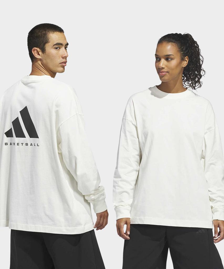 adidas Баскетбольная футболка с длинным рукавом - Белая:Черный / Kb7555