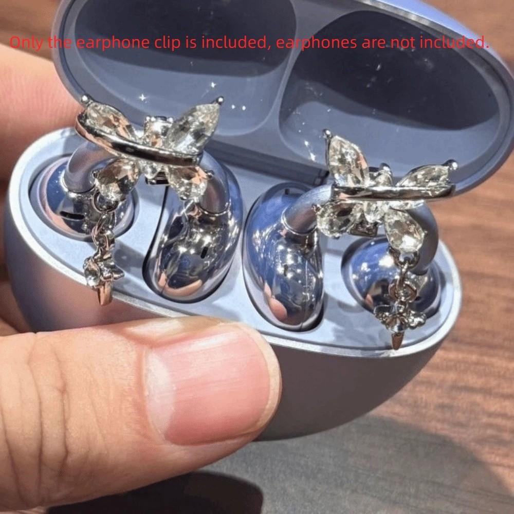 Creative Butterfly Earphone Clips Artificial Crystals Earphone Decorations  Personal Accessories