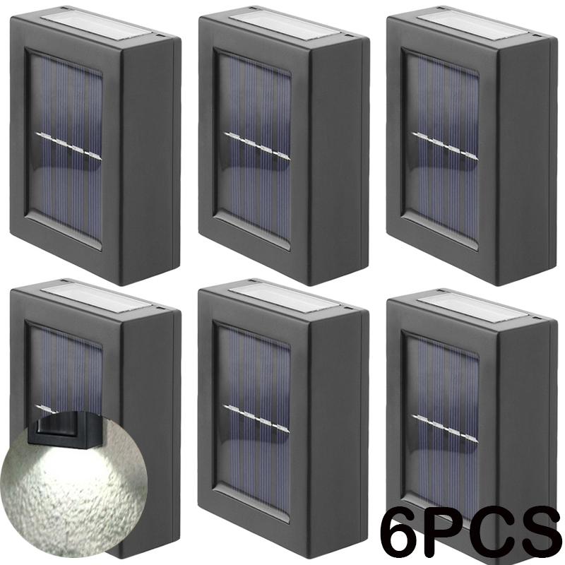 8 шт. светодиодный настенный светильник на солнечной батарее, наружное водонепроницаемое освещение вверх и вниз, украшение сада, солнечные фонари, лестница, забор, солнечный свет, лампа