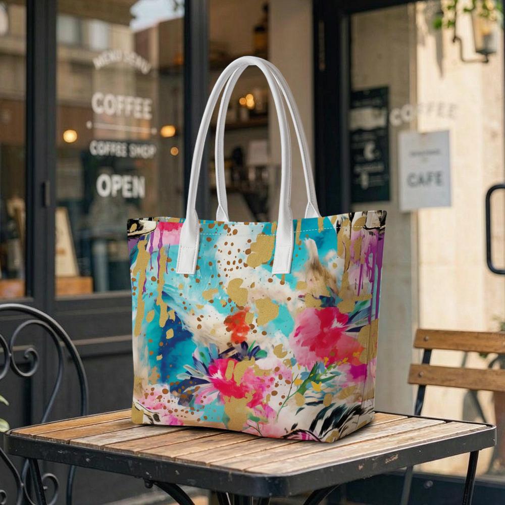 Floral Printed Women Casual Tote Bag Fashion Portable Shoulder Bag for Daily Use