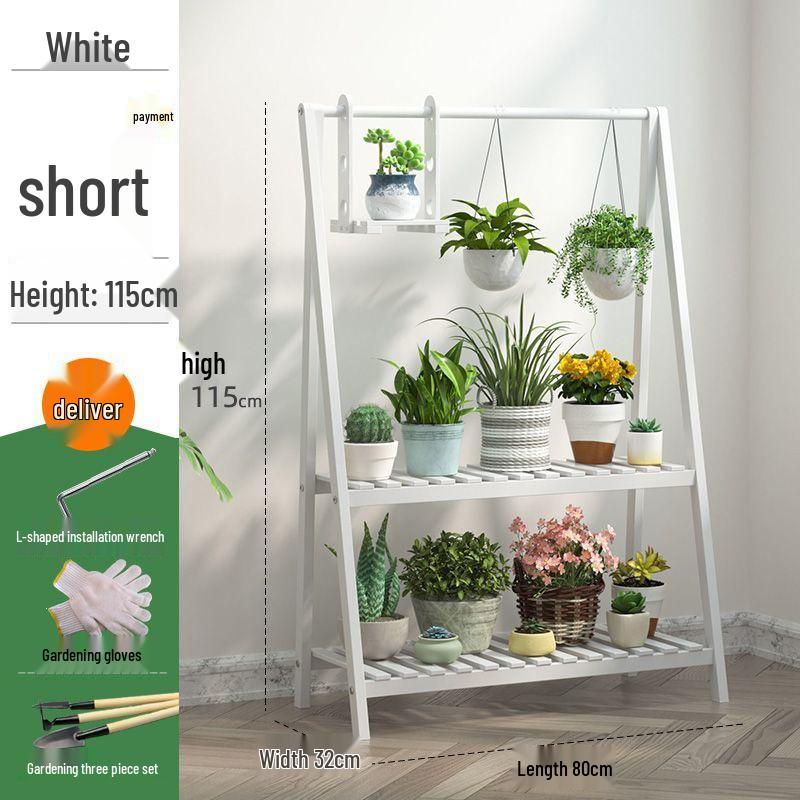Carbonized Solid Wood Hanging Plant Shelf – Indoor/Outdoor Anti-Corrosion Flower Pot Rack for Succulents and Storage