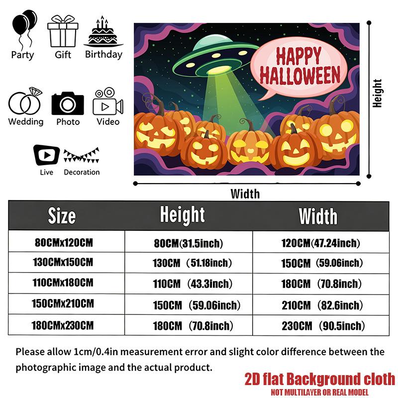 Party Backdrop Halloween Flat Pumpkins Witches Photo Background Decor Party Decor