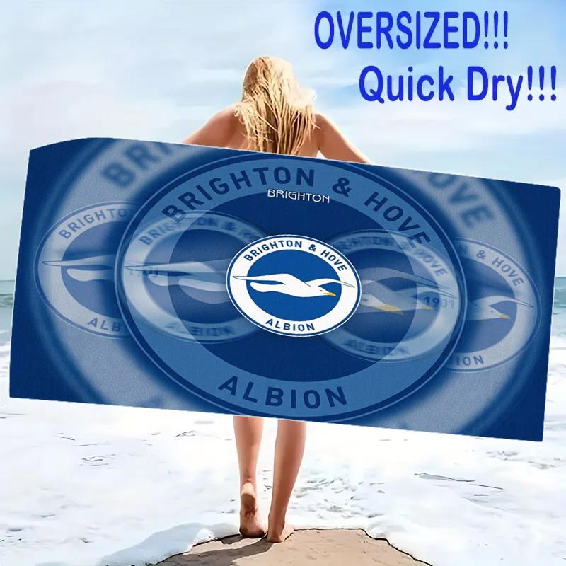Пляжное полотенце с принтом Brighton & Hove Albion, Большое мягкое быстросохнущее полотенце для пляжа, кемпинга, плавания