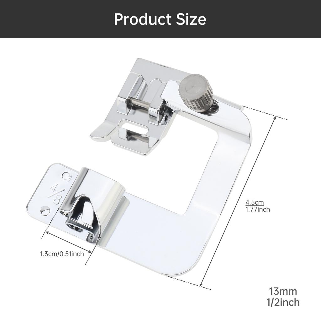 Multi-Size 1/2 3/4 1 Inch 13 19 25mm Metal Wide Rolled Hem Presser Foot Low Shank Sewing Machine