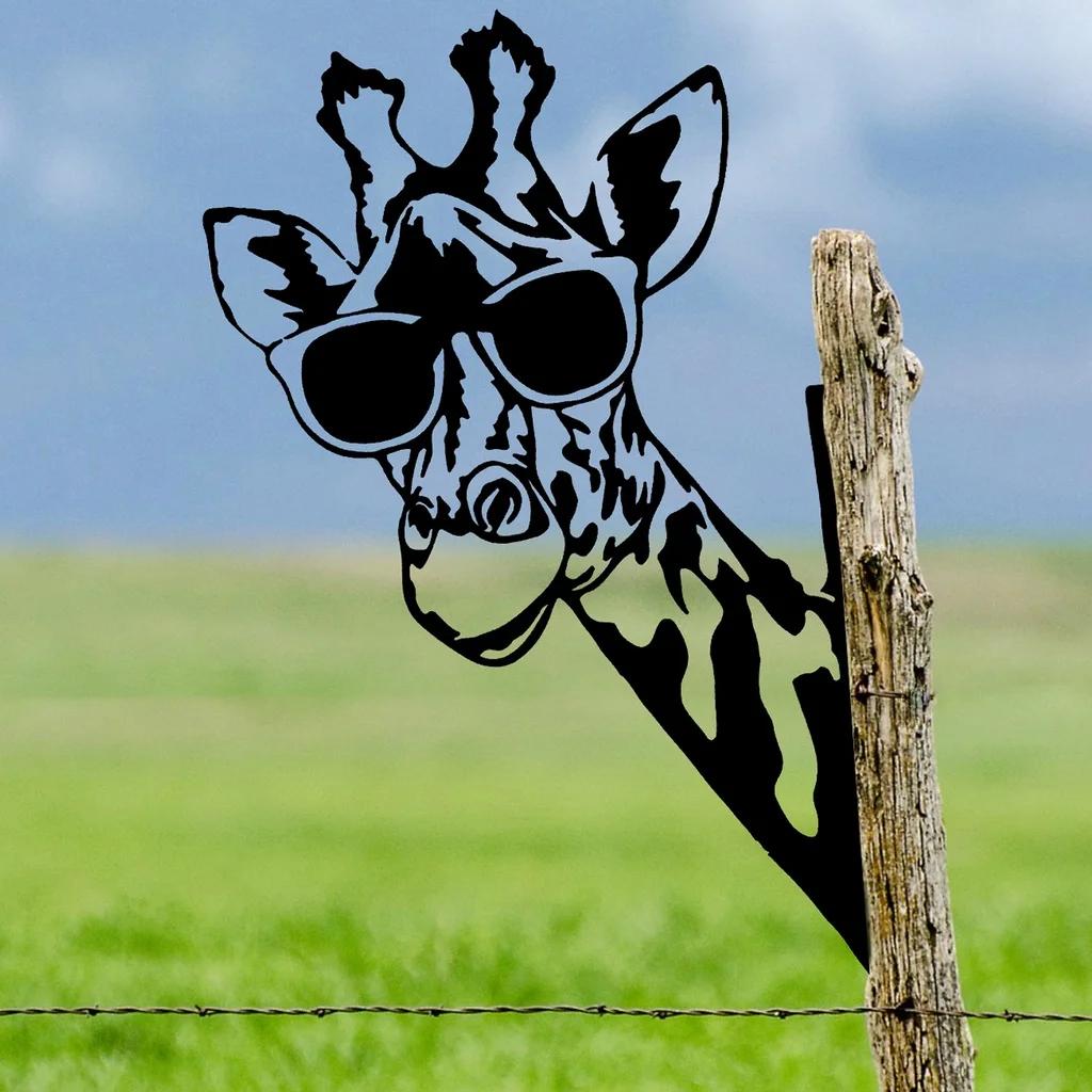 Украшение для садового забора в форме жирафа из железа, декор для садовой вечеринки