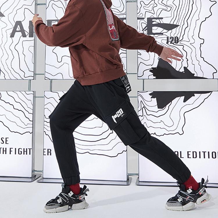 Li Ning X J20 Collaboration свободные манжеты летные рабочие спортивные длинные брюки унисекс брюки стандарт-черный AKLPA79-2