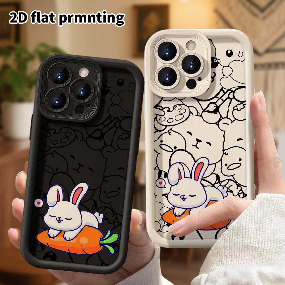 Phone Case: 2D flat design, suitable for iPhone 18, 17, 16, 15, 14, 13 Pro protective cases, floppy-eared little bunny, perfect Christmas and Hallowee