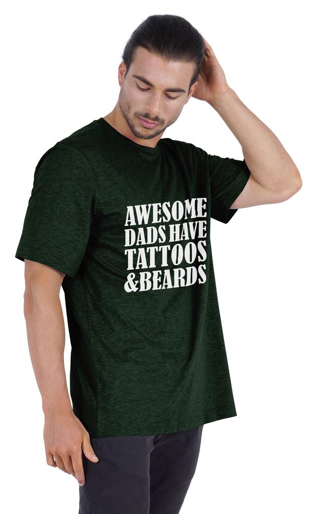 Inkmeso Мужская графическая футболка с круглым вырезом «У потрясающих пап есть татуировки и бороды»