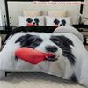 Cute Dog 3D Cartoon Printed Bedding Cover Lovely Animal Theme Quilt Cover Set Soft Comfortable Polyester Duvet Cover Pillowcases
