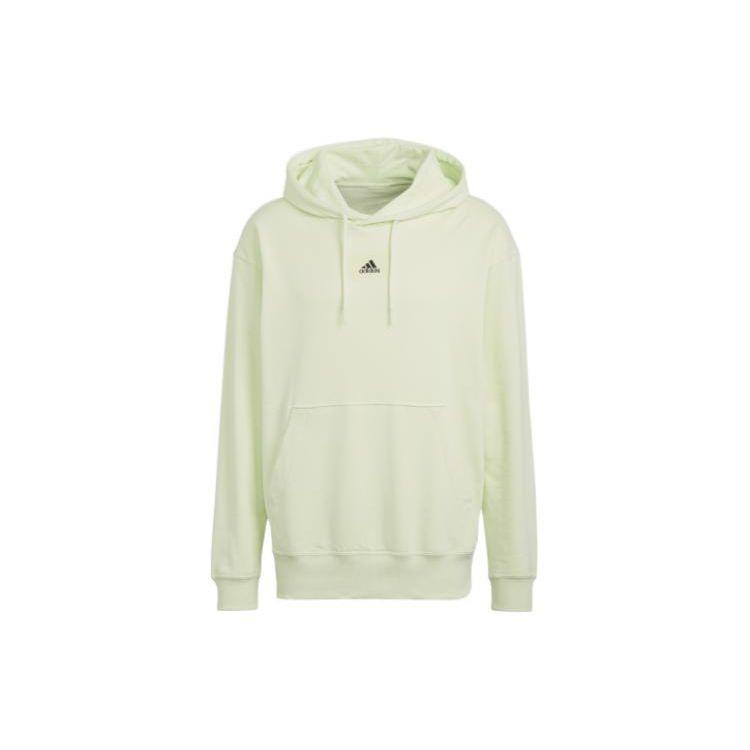 adidas Худи Essentials FeelVivid, Мужской хлопковый пуловер, Кисло-зеленый свитшот HE4359