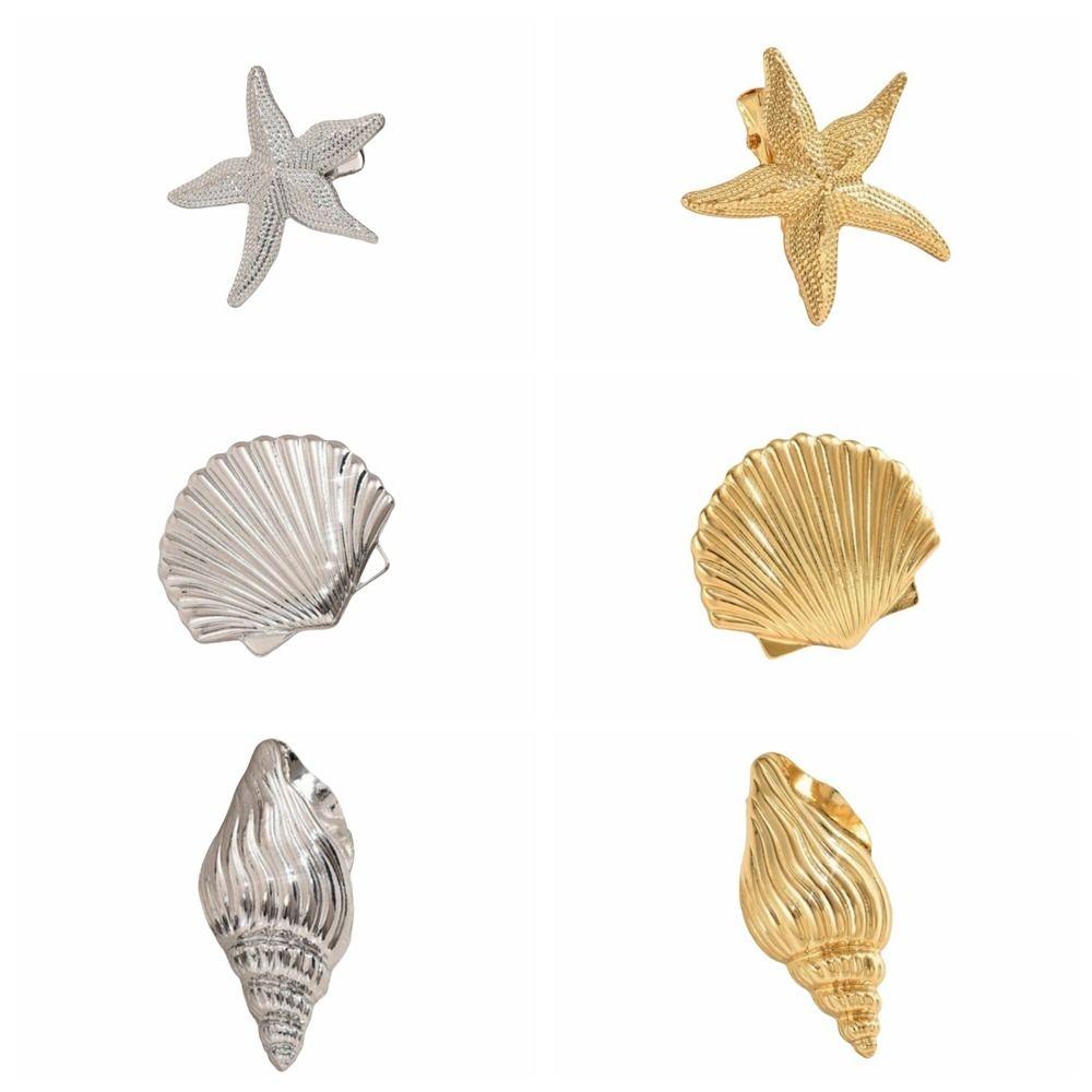 Golden Color Starfish Hair Clip Vacation Style Duckbill Hair Clip Sweet Headwear Girl