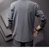 Весенняя повседневная мужская футболка большого размера с длинными рукавами, однотонная мужская футболка, футболки для мужчин, топы
