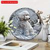 2D Flat 20*20cm1pc Cute White Furry Dog Design Round Wooden Wall Decorative Plate, Perfect for Club&Cafe&Room&Bedroom&Garden&Bathroom Decor, No Need