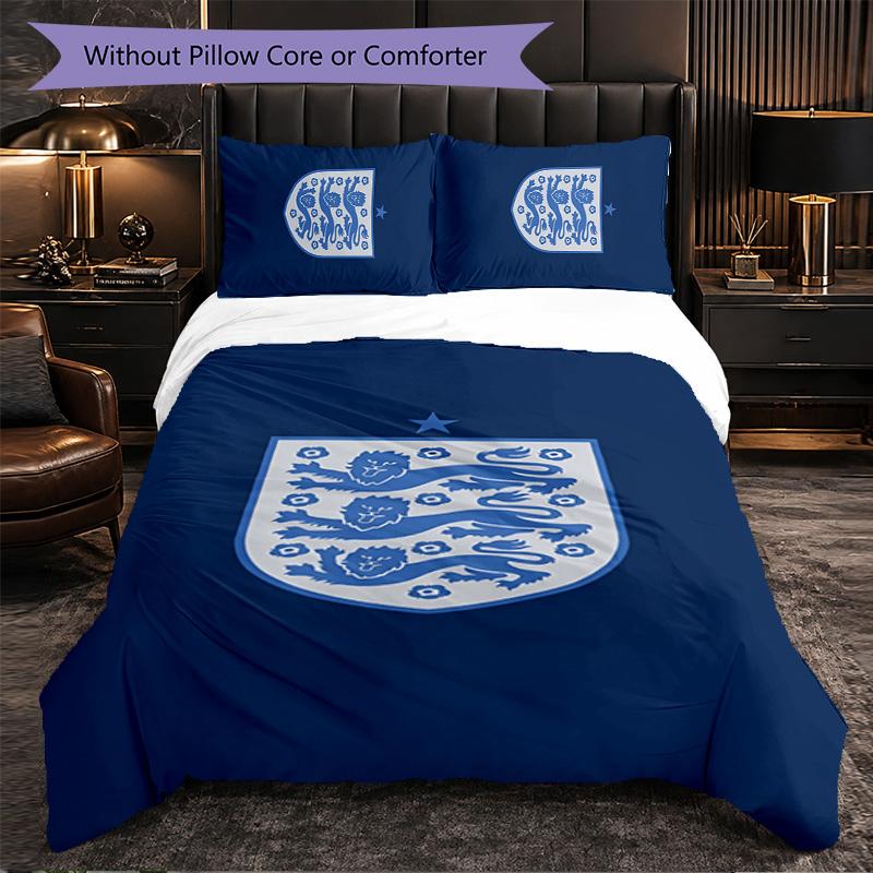 England national football team 3 Piece Bedding Set Soft Duvet Cover Set with Pillowcases Printed Bedroom Decor Set for Home