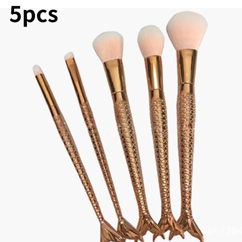 Красивый набор кистей для макияжа «Русалка» с нейлоновым ворсом для безупречного нанесения и стильного дизайна