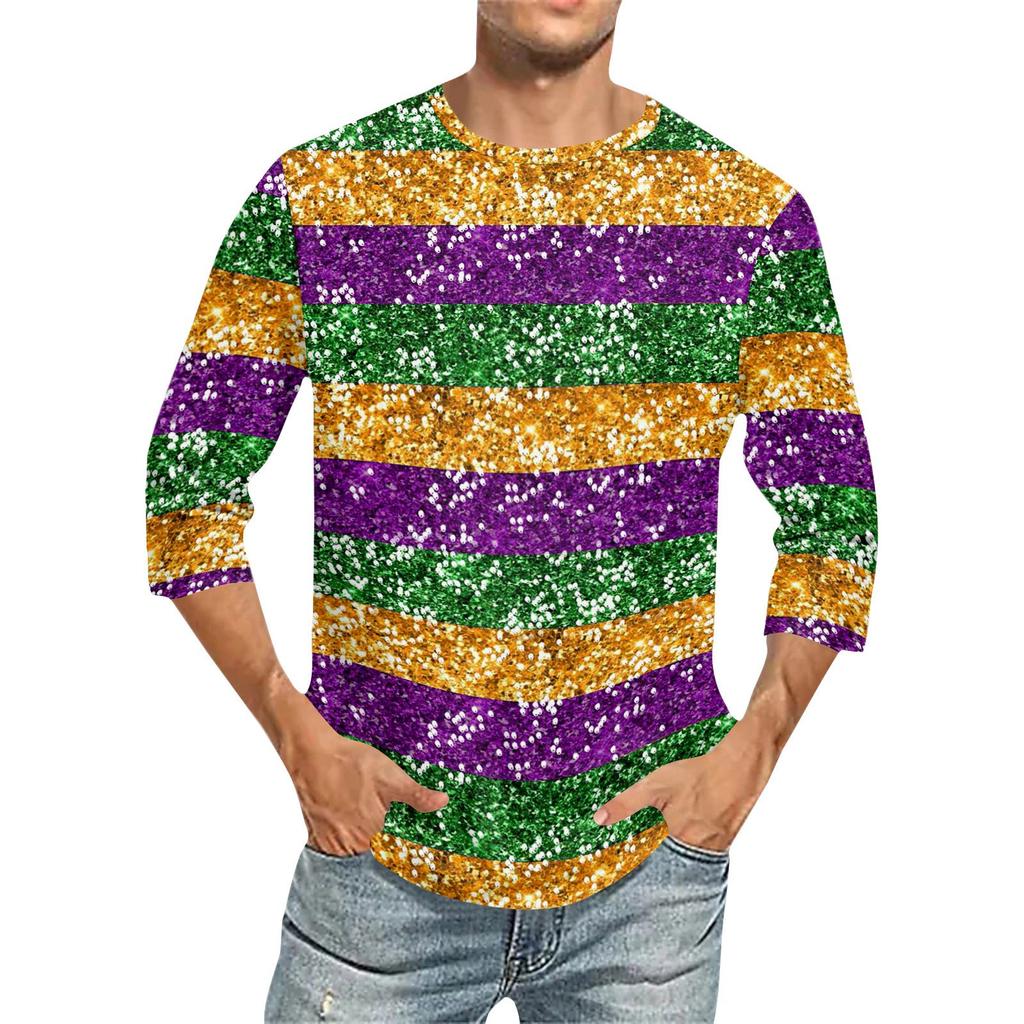 Карнавальный принт - Мужская футболка с коротким рукавом и круглым вырезом