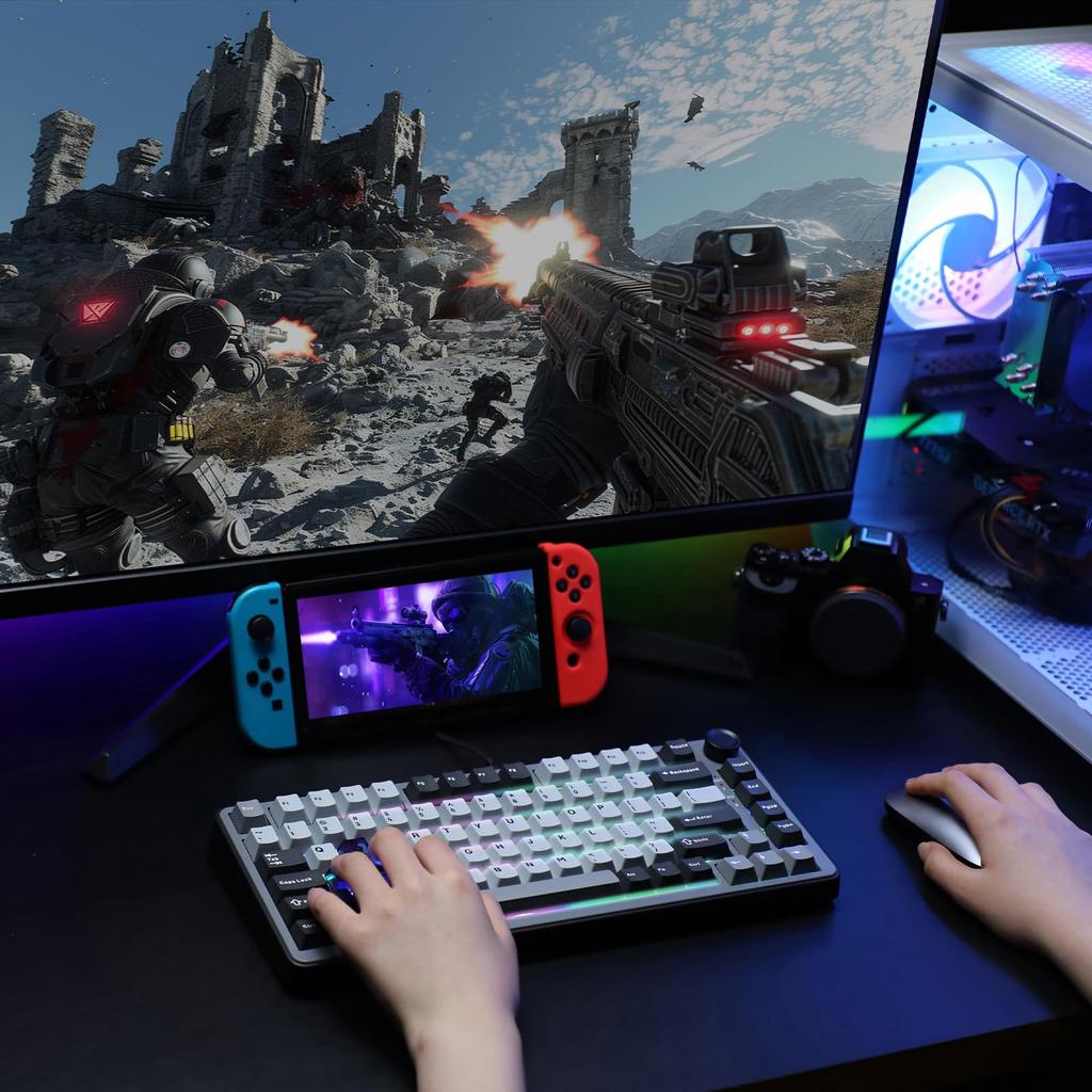 YUNZII RT75 Rapid Trigger Keyboard Mechanical TKL Gaming Magnetic Switch RGB Wired USB Compact PBT Keycap with Sequence Knob Adjustable Actuation