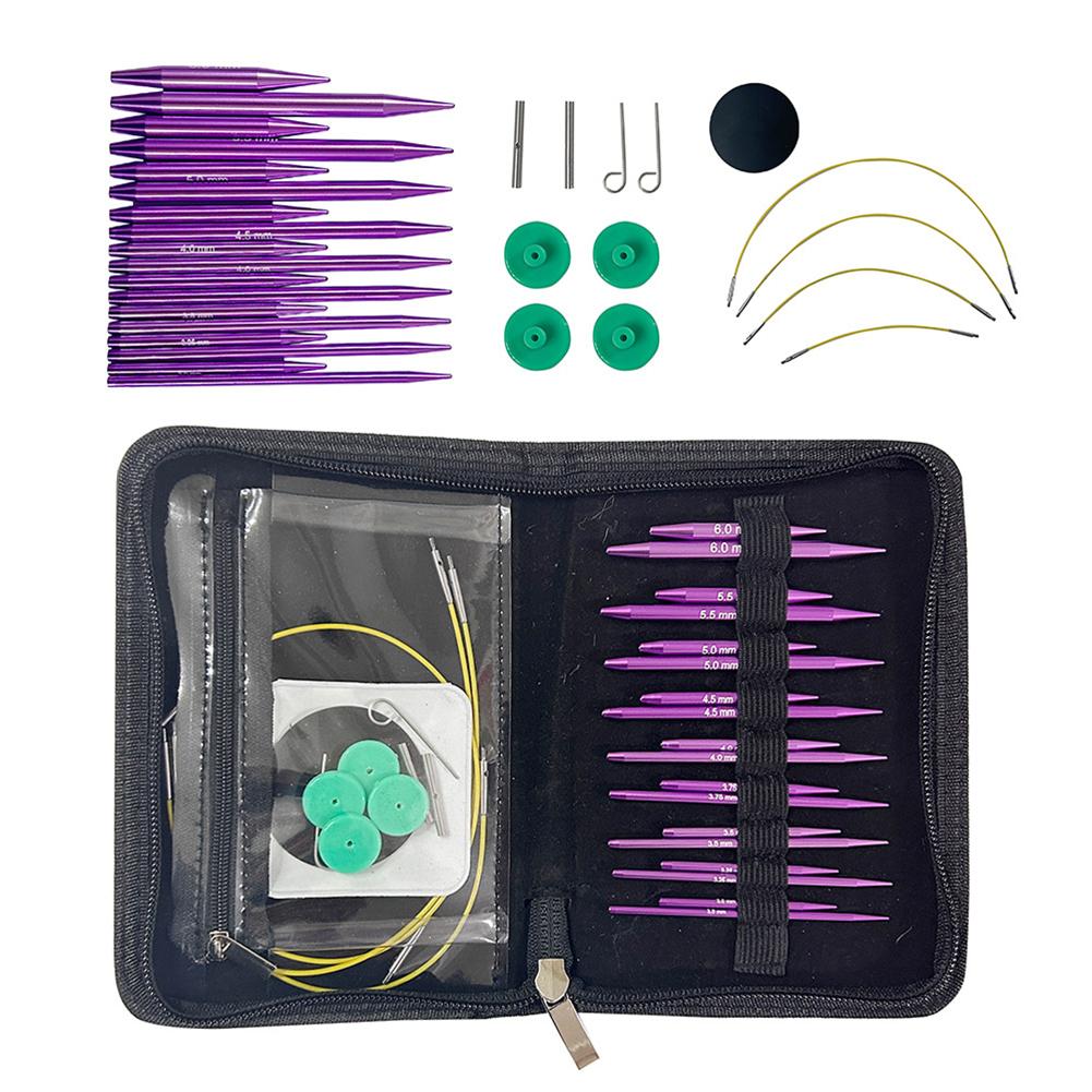 Набор крючков для вязания крючком и круговых спиц с чехлом DIY Арт-ремесло Вязание Швейные стежки Инструменты Крючок для вязания Инструменты для вязания