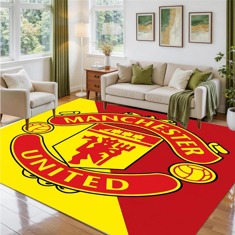 Manchester United FC Design Crystal Velvet Rug Soft Decorative Mat for Bedroom Entrance