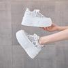 Thick Baseplate Shoes Women's 2025 Summer New Breathable Mesh Shorty Casual Little White Shoes Soft Sole Height Increase Women's Shoes