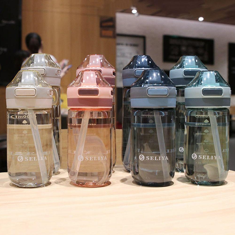 500/650ML Student School with Straw Sports Water Cup Water Bottle Multicolor Plastic Bottle