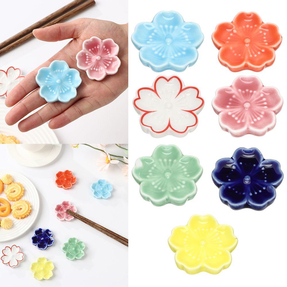 Dining Spoon Fork Chopstick Rest Tableware Chopsticks Holder Sakura Blossoms Colorful Ceramic