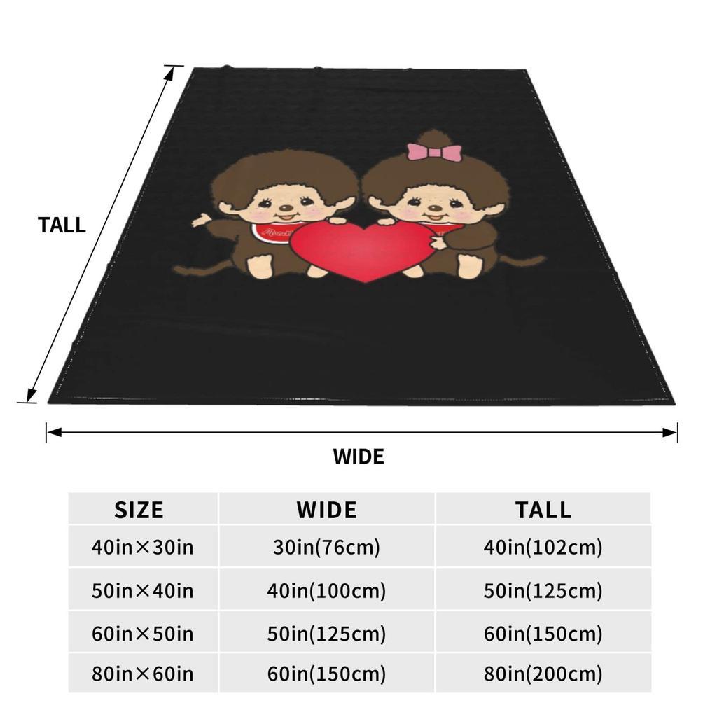 Monchhichi Fluffy and Stylish Flannel Cute Throw Blanket for X Blanket, Blanket, All-Season Washable, Warmth, 50" 40"