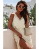 V Neck Sleeveless Maxi Dress with Elastic Belt