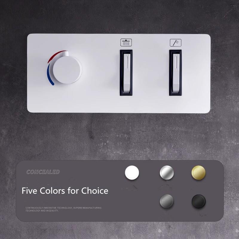 Термостатический смеситель для душа и ванны с отделкой под шлифованное золото, встраиваемый, серый, с функцией тропического душа