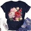 Women's Casual Round Neck Floral Print Short Sleeve T-Shirt Top