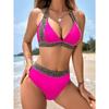 Новый 2025 Новый европейский и американский купальник женский, Женский раздельный облегающий однотонный сексуальный купальник-бикини