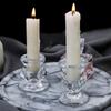 Elegant Glass Candle Holder Set of 2 Clear Taper Candlestick Holder for Wedding Modern Christmas Table Centerpieces