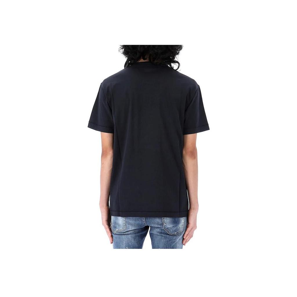 STONE ISLAND Футболка с нашивкой, с коротким рукавом, темно-синяя, мужская, топы 791524113-A0020